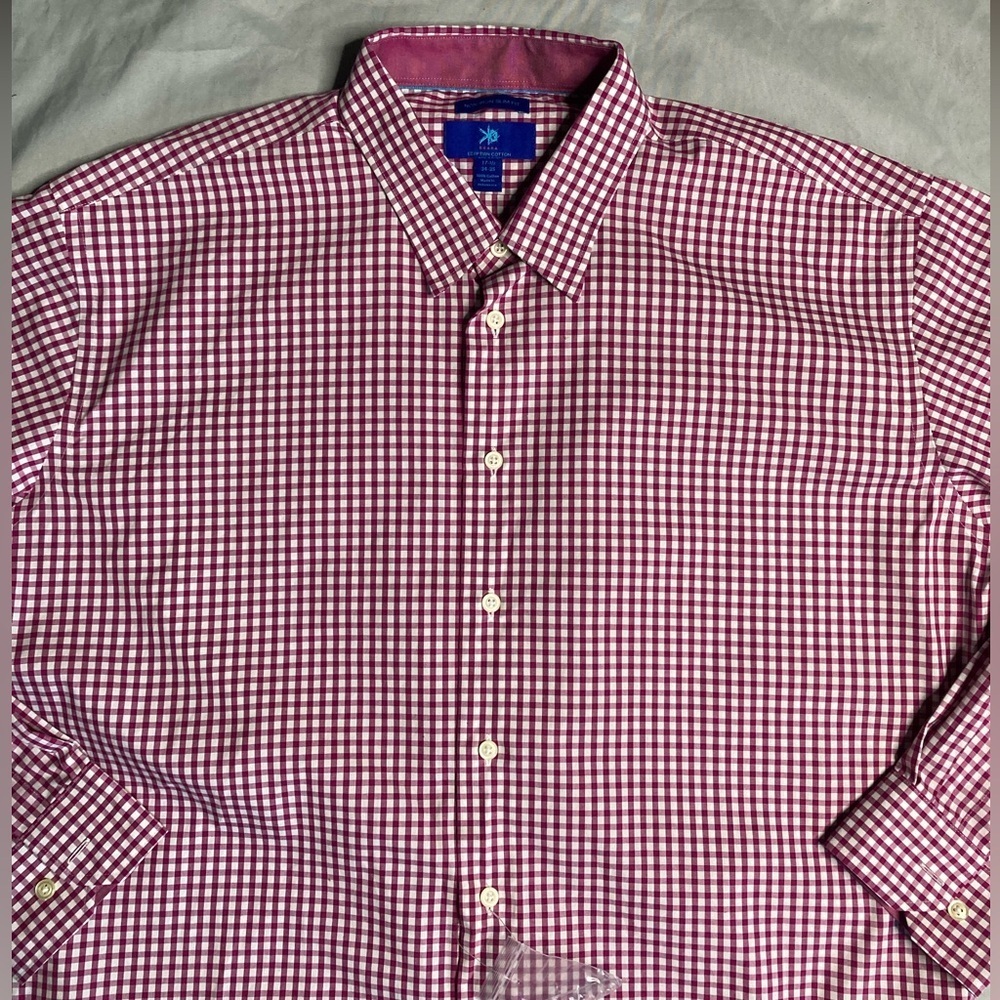 Egara Maroon and White Checkered Button Down Shirt - Picture 3 of 11